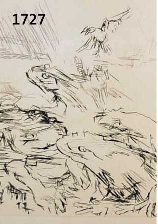 KOKOSCHKA, OSKAR, 1886-1980, DIE FRÖSCHE, RADIERUNG VON 1967, HANDSIGNIERT, CA. 26 X 20 CM, PP