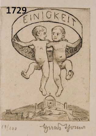THOMA, HANS, 1839-1924, EINIGKEIT, LITHO- GRAPHIE VON 1922, HANDSIGNIERT, NUM. 18/100, CA. 11 X 8 CM, PP