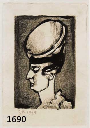 Rouault, Georges, 1871-1958, Dame mit Hut, Radierung von 1929, in der Platte monogr. und dat., dazu handmonogr., ca. 9 x 7 cm, PP