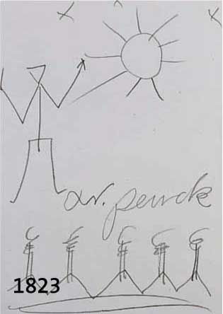 PENCK, A.R., GEB. 1939, ANALYSIS, BLEISTIFT- ZEICHNUNG VON 1990, HANDSIGNIERT, CA. 22 X 17 CM, PP