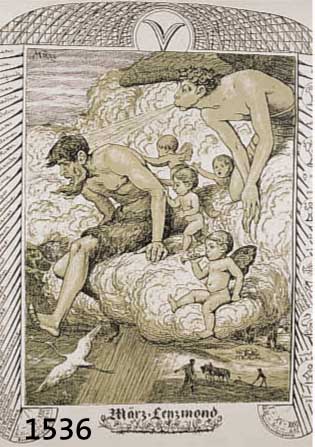 THOMA, HANS, 1839-1924, ZWEI FARBLITHO- GRAPHIEN AUS DEN JAHRESZEITEN, UM 1911, CA. 23 X 18 CM