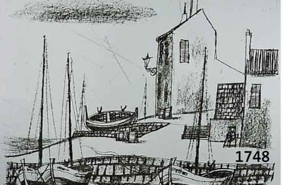 SASEK, MIROSLAV, ST. TROPEZ, LITHOGRAPHIE, HANDSIGNIERT, CA. 32 X 45 CM
