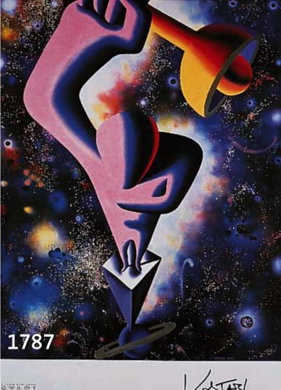 KOSTABI, MARK, GEB. 1962 ESTLAND, LEBT IN NEW YORK, BUCHOBJEKT; KOSTABI WORLD 1991, FRONTISPIZ HANDSIGNIERT, DAZU FARBOFFSET, HANDSIGNIERT, CA. 34 ...