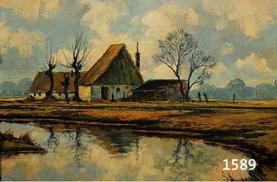 WIRTH, WILLY FRANZ, UM 1930, LÜDENSCHEID, GEHÖFT AM TEICH, SIGNIERT, 30 X 39 CM