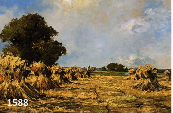 UNBEKANNTER KÜNSTLER, 20/30ER JAHRE, ÖL/LWD., NACH DER ERNTE, UNLESERLICH SIGNIERT 50 X 60 CM, RAHMEN