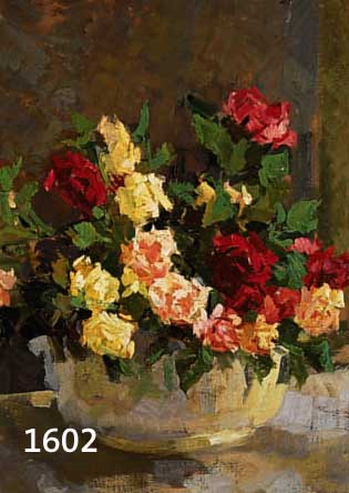 UNBEKANNTER KÜNSTLER, UM 1910/20, ROSENSCHALE, ÖL/LWD., UNSIGNIERT, 55 X 44 CM RAHMEN