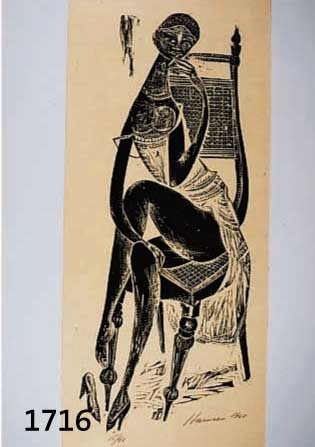 HANSEN-BAHIA, KARL HEINZ, 1915-1978, AMALIA, GROß, HOLZSCHNITT VON 1960, AUF JAPAN- PAPIER, HANDSIGNIERT, NUM. 15/90, CA. 66 X 28 CM, PP, U.GL., R.
