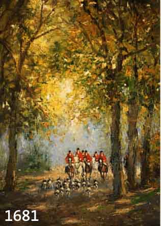 MÖRITZ, FRITZ, GEB. 1922 DÜSSELDORF, PARFORCEJAD IM WALD, ÖL/LWD, RE. U. SIGN., CA. 60 X 50 CM
