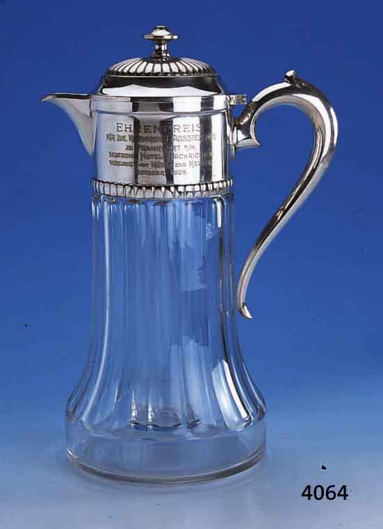 SOGN. KALTE ENTE, WMF DAT. 1925, KRISTALL- GLAS FACETT., OBERTEIL LEGIERUNG BRITANNIA, GRAVUR: EHRENPREIS FÜR DIE KOCHKUNSTAUSSTEL- LUNG ...