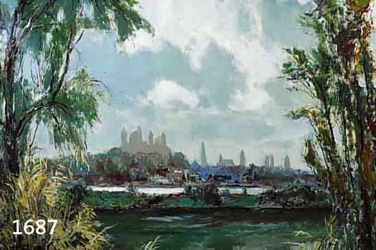 GRAF, KARL, 1902-1986, ANSICHT VON SPEYER, VOM RHEIN AUS GESEHEN, ÖL/MALKARTON, RE. U. SIGN., CA. 68 X 85 CM, R.