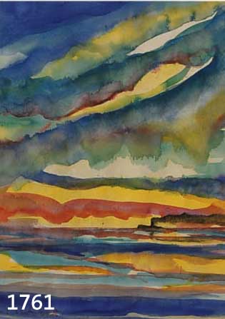 MALSKAT, LOTHAR, 1912-1988, SEELANDSCHAFT MIT DRAMATISCHEM HIMMEL, AQUARELL AUF PAPIER, LI. U. SIGN., CA. 28 X 21 CM, PP, U.GL., R.
