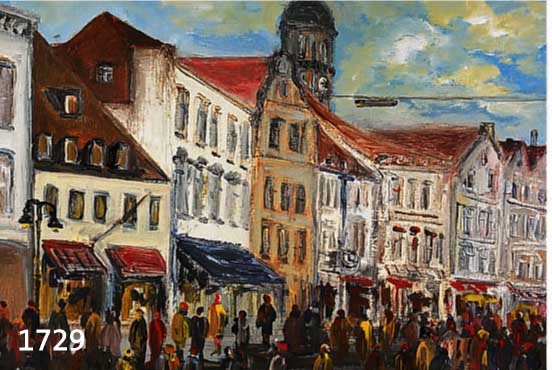 NÖMEIER, FRED, GEB. 1938 MÜNCHEN, MÜNCHEN, SENDLINGER STRASSE, ÖL/LWD, LI. U. SIGN., CA. 43 X 57 CM, R.