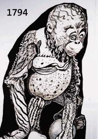 Krinner, Michaela, geb. 1915 WaldmÜnchen, MeiserschÜlerin von Oskar Kokoschka, hier: Kleiner Schimpanse, Tusche und Deckweiß, re. u. sign. und ...
