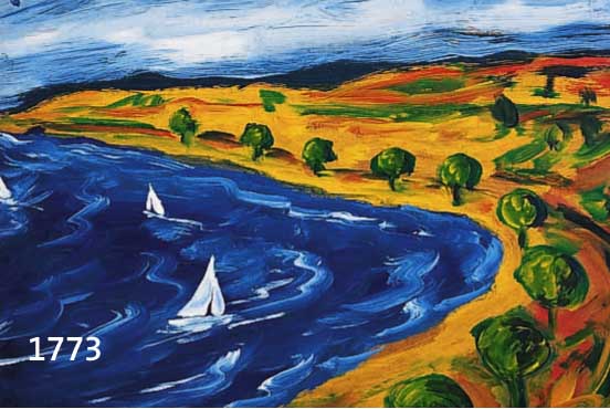 Pfefferkorn, Felix, 1945-1980, KÜstenlandschaft mit Segelboot, Öl/Hartfaser, li. o. monogr., rÜckseitig sign. und dat. 1978, WVZ Nr. 190, ca. ...