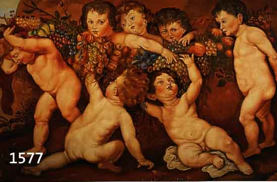 BLAU, FRANZ, KÖLNER AKADEMISCHER KÜNSTLER, NACHGEWIESEN UM 1930, KOPIE NACH RUBENS "FRÜCHTEKRANZ", DESSEN ORIGINAL SICH IN DER ALTEN ...
