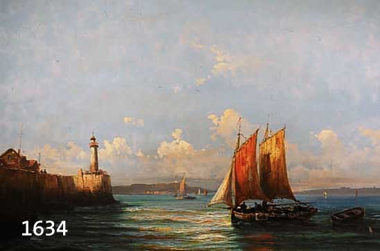 (ZUSCHR.) GODCHAUX, A., WOHL FRANKREICH 19.JH. , SOMMERLICHE MEERESKÜSTE MIT LEUCHTTURM UND SEGELBOOT, ÖL/LWD, (L. BESCH.), SPÄTERE RITZ- ...