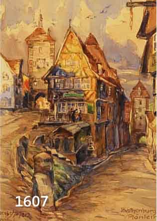 JACOBSHAGEN, BETTY, BERLINER KÜNSTLERIN, NACH- GEWIESEN NOCH UM 1930, KONVOLUT 2 AQUARELLE: PLÖNLEIN IN ROTHENBURG O.T., SIGN. U. BE- TITELT, ...