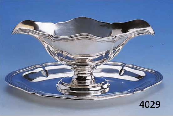 SAUCIERE, BINDER, SCHWÄBISCH GMÜND, 835ER SILBER, BAROCKSTIL, SCHÖNE SCHWERE QUALI- TÄT, GEW. CA. 475G, MAßE CA. 28 X 17.5 X 11 CM
