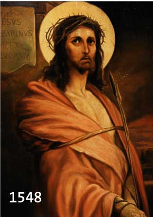 SCHACHNER, J, AMORBACHER KÜNSTLER UM 1910, "JESUS VON NAZARETH, KÖNIG DER JUDEN", ÖL/LWD, (AN DEN RÄNDERN FARBABBLÄTTERUNGEN), ...