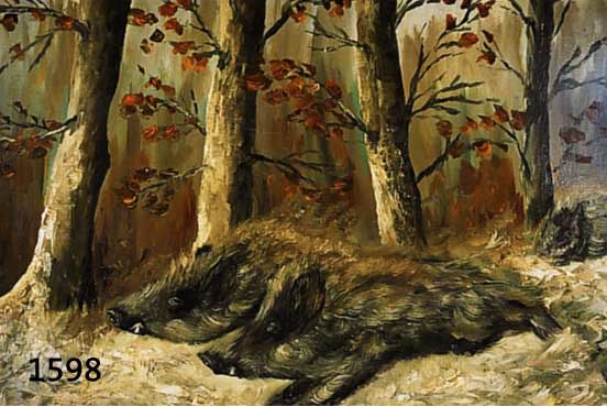 SCHNEIDER, MITTE 20.JH., DURCH DEN WINTER- LICHEN WALD PRESCHENDE WILDSCHWEINE, ÖL/LWD, SIGN., 80 X 100 CM