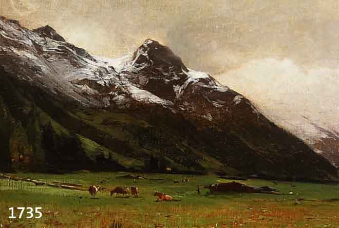 ZIMMERMANN, FRIEDRICH, 1823 DIESSENHOFEN-1884 ORMONT, WEIDENDE KÜHE VOR IMPOSANTER HOCHGEBIRGSKULISSE, ÖL/MALKARTON, RÜCKSEITIG BEZEICHNET: ...