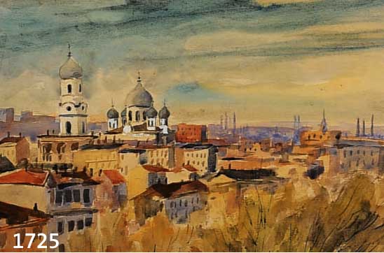 LAUTH, ROBERT, ANSICHT VON DNJEPROPETROWSK, AQUARELL, RE. U. SIGN. UND DATZ. 42, LI. U. BETITELT, CA. 33 X 42 CM, PP, U.GL., R.