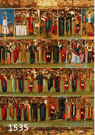 MONATSIKONE, NORDRUSSLAND, UM 1890, DARST. DER HEILIGEN UND FESTE DES MONATS AUGUST, TEMPERA AUF HOLZ, UNRESTAURIERTER ORIGINALZUSTAND MIT ...