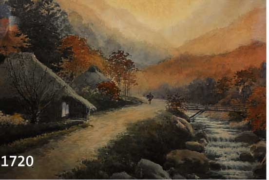 MARIMOTO M.Y., JAPANISCHER KÜNSTLER, UM 1900, REISIGSAMMLER IN HERBSTLICHER LAND- SCHAFT AN GEBIRGSBACH, AQUARELL, LI. U. SIGN., CA. 47 X 64 CM, ...