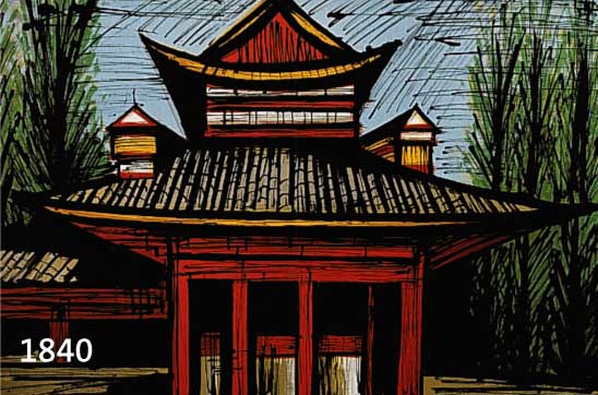 BUFFET, BERNARD, 1928-1999, 1 FARBLITHOGRAFIE AUS: EINE REISE NACH JAPAN, DOPPELBLATT MIT BUGFALTE, CA. 47 X 67 CM; EINE FARBLITHOGRAPHIE AUS DEM ...
