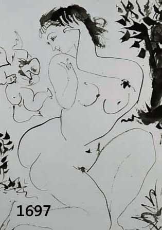 Picasso, Pablo, 1881-1973, vier Helio- gravuren aus: The human Comedy, Ed. Draeger Freres Paris 1954, Blattgr. je ca. 35 x 25 cm, PP