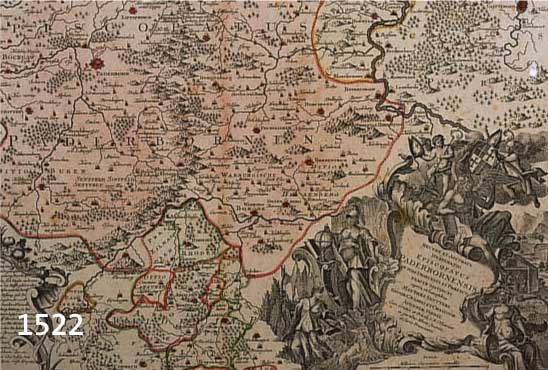 ALTKOLOR. KUPFERSTICHKARTE VON PADERBORN VON SEUTTER, RECENS ET ACCURATA DESIGNATIO EPISCOPATUS PADERBORNENSIS MIT GR. GA VON PADERBORN MITTIG ...