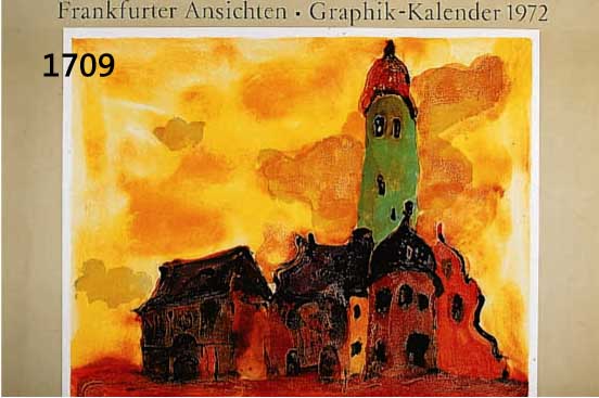 KRUCK, CHRISTIAN, 1925-1985, FRANKFURTER ANSICHTEN, GRAFIK-KALENDER VON 1972 MIT ORIGINAL-LITHOGRAPHIEN, EDITION BRENNER, BLATTGR. JE CA. 49 X 59 ...