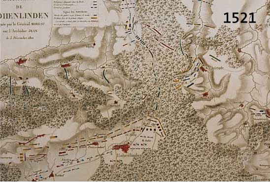 KONVOLUT VON 3 BLATT HOHNELINDEN UND UM- GEBUNG, 1.) ALTKOLOR. LITHO KARTE AUS ATLAS JOMINI A. H. DE ATLAS POUR HISTORI CRITIQUE ET MILITAIRE..., ...