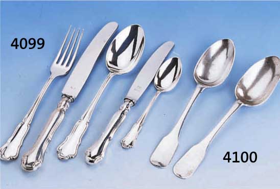 72-TEILIGES BESTECK, DEUTSCH WILKENS BREMEN 30ER JAHRE, 800ER SILBER, BAROCKISIERENDER DEKOR, BEST. AUS: 12 MENUEGABELN, 12 MENUE- MESSER, 12 ...