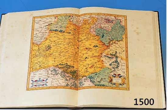 FAKSIMILE DES MERCATOR ATLAS 1595, CORON- VERLAG STUTTGART/ZÜRICH/WIEN 1980, GEPRÄGTER LEDEREINBAND, PAPPESCHUBER, 45 X 33 CM, MIN. ...
