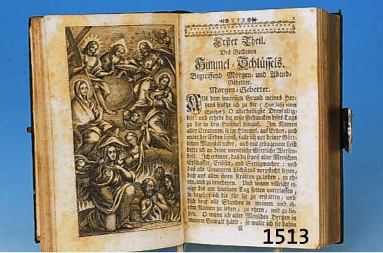 GOLDENER HIMMELS SCHLÜSSEL, 1746, VERLAG FRANZ ANTONI, BÜRGERL. BUCHHANDLERS, GEDRUCKT ZU STEYR BEY GREGORI MENHARTDT, GOLSCHNITT GEPRÄGTER ...