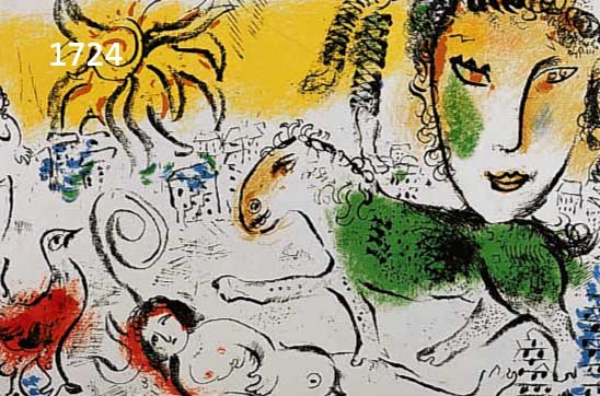 CHAGALL, MARC, 1887-1985, GELBE SONNE ÜBER DER STADT, FARBLITHOGRAPHIE, CA. 34 X 50 CM