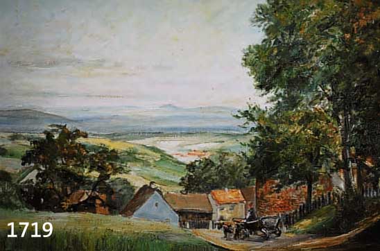 WOELKE, HEINZ, DAT. 1953, GEHÖFT MIT FUHRWERK, ÖL/LWD., SIGNIERT UND DAT., 76 X 98 CM, L. ALTERSSPUREN