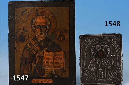 IKONE, RUSSLAND, UM 1910, HEILIGER NIKOLAUS, L. REST., CA. 11X9 CM