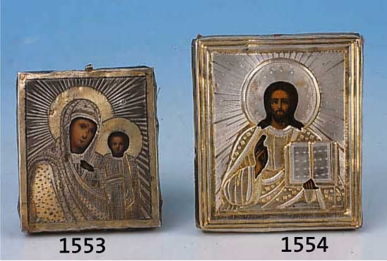 Reiseikone, Russland, um 1890/1900, Gottes Mutter mit Kind, Silberoklad, ehem. vergoldet, ca. 5.5x5cm, l. Alterssp.