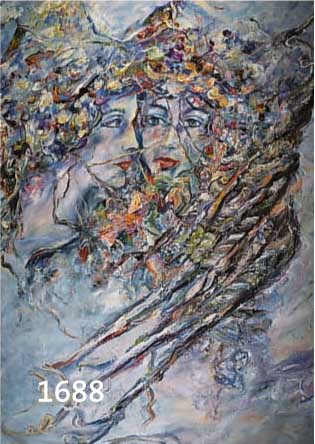 FRIELING, FLORIAN, 1939-1994, ZWEI BACCHANTENKÖPFE, ÖL/LWD, LI. U. SIGNIERT UND DAT. 83, CA. 115 X 100 CM