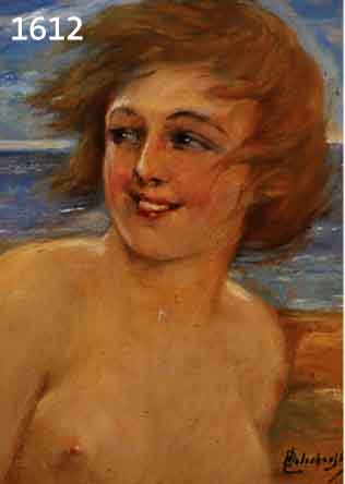 UNLESERLICH SIGNIERT, 20/30ER JAHRE, ÖL/PAPPE, MÄDCHEN AM STRAND, 34 X 24 CM, R.