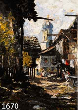 ACKERMANN, OTTO, 1882 PLAUEN, ÖL/LWD., DORFSTRAßE, SIGNIERT, 50 X 40 CM, R.