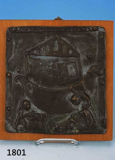 SEMEGHINI, PIO, 1878-1964, ARCHE NOAH, BRONZERELIEF, SIGNIERT, CA. 23 X 21 CM