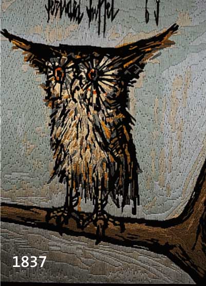 BUFFET, BERNARD, 1928-2000, EULE, STICKBILD AUF STRAMIN, MIT SCHRIFTZUG UND DATUM 69, CA. 64 X 53 CM, R.