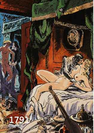 PROSPER MERIMéE: LES AMES DU PURGATOIRE, ED. LITTERAIRES DE FRANCE 1946, 36 Z.T. EROTISCH FARBLITHOGR. V. PIERRE ROUSSEAU, GANZSEITIG UND IM ...