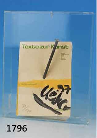 UECKER, GÜNTHER, GEB. 1930, NAGELOBJEKT TEXTE ZUR KUNST, HANDSIGNIERT UND NUM. 31/100, CA. 22 X 17 CM