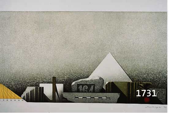 MECKSEPER, FRIEDRICH, GEB. 1936, WEIßE PYRAMIDE, FARBRADIERUNG, HANDSIGN., DAT. 95, NUM. 92/100, CA. 32 X 63 CM