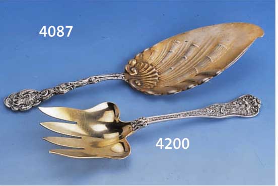 TORTENSCHAUFEL, GORHAM USA UM 1900, STERLINGSILBER, SCHÖNE SCHWERE AUSF., BAROCK- STIL, SCHAUFEL MIT MUSCHELDEKOR, TEILVERGOLDET GRIFF RELIEFIERT ...