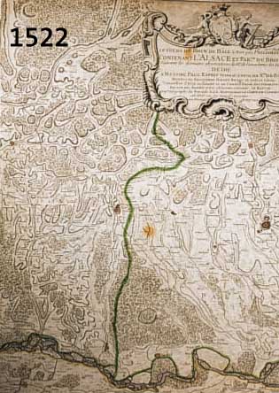 FÜNF KUPFERSTICHKARTEN VON LE ROUGE, 1745, LE COURS DU RHIN, DER RHEINVERLAUF, 1 X VON BASEL BIS LANDAU, JE CA. 70 X 50 CM, GEBRÄUNT, RÄNDER ...